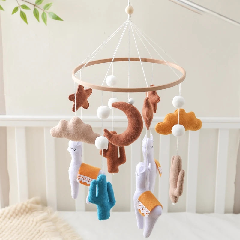 Baby Crib Mobile Rattle Toy 0-12Months Infant Soft Felt Teddy Velvet Pink Bear Bed Bell Hanging Toy Holder Bracket Crib Girl Toy