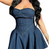 Chest Wrap Sexy Dress Women Sleeveless Backless Splicing Slim Fit Strapless Mini Dresses Sexy A Line 2024 Denim Vestidos