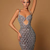 VC Sexy Deep V Plunge Neck Backless Sequins Mesh Sparkly Silver Maxi Long Dress Elegant Party Evening Outfits Vestido