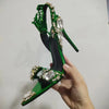 2024 Luxury Rhinestone Pointed Sandals Prom Super High Heel Sandals Slim Heel Dress Show Sandals Oversized 34-43 Women's Shoes