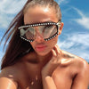 45448 Goggles Sunglasses Women Luxury Shades Pearl Glasses Frame Red Mirror Glasses Oversized UV400 Brand Glasses Female