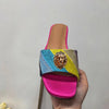 High-end diamond women's slippers, fish-mouthed back hollow lion cool slippers, Rhinestone slippers chain bag set