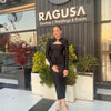 Mozision Hollow Out Long Sleeve Sexy Maxi Dress For Women Gown Autumn Winter New Metal Buckle Ruched Slit Long Dress Elegant