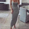 SIBYBO Ribbed Spaghetti Strap Cotton Dress Women Sleeveless O-Neck Summer Dress Solid Backless Long Party Dress
