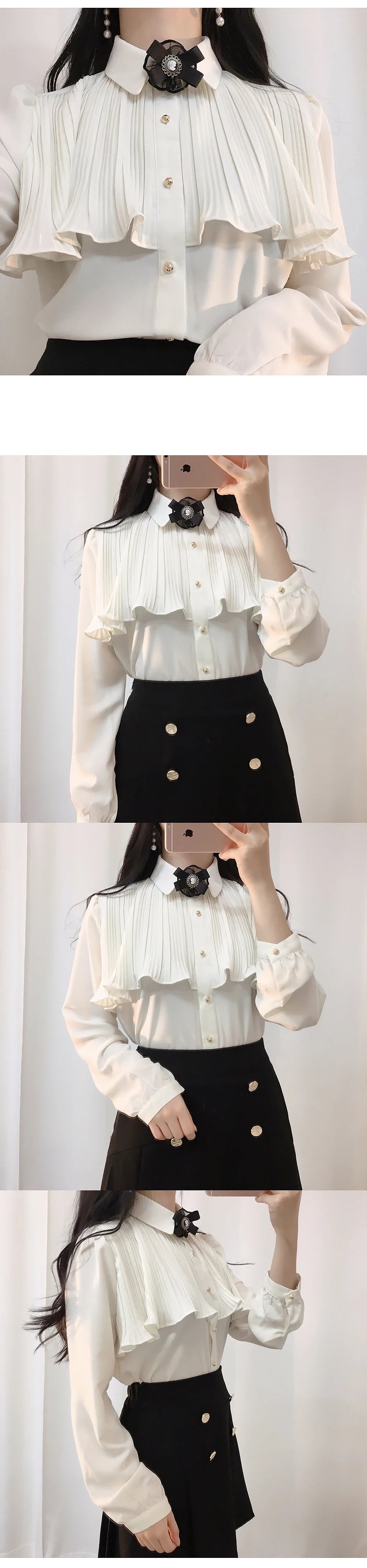 Korea Chic Tops Blusas Japan Style Elegant Hot Cute Preppy Girls Work Button White Shirts Retro Flhjlwoc Fashion Women Blouses
