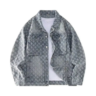 Fashion Stylish Luxury Clothing Loose-fitting Jacket for Casual Cotton Suitable Spring and Autumn Water-washed Jacquard Jacket