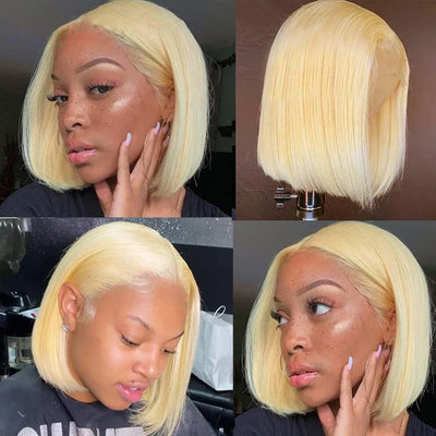 613 Honey Blonde Colored Human Hair Wigs For Women Human Hair Remy Brazilian Cheap Straight Short Bob Wig 8 10 12 14 16 Inch