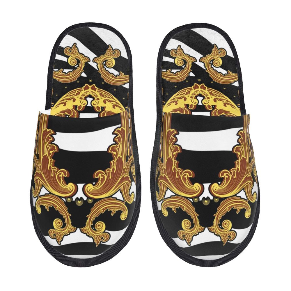 Custom Queen Of Absolutely Everything Gold Baroque Soft Memory Foam House Slippers Women Comfy Warm Anti-skid Sole Slipper