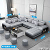 MINGDIBAO Fabric Sofa Set Furniture Living Room Sofa Set with USB and Stools / Big U Shape Cloth Couch Sofas for Home Furniture