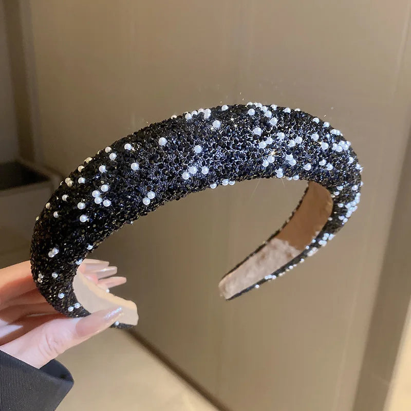 Luxury Inlaid Rhinestone HairBands for Women Korean Fashion Hair Pressure Headband Small Pearl Wedding Hair Jewelry