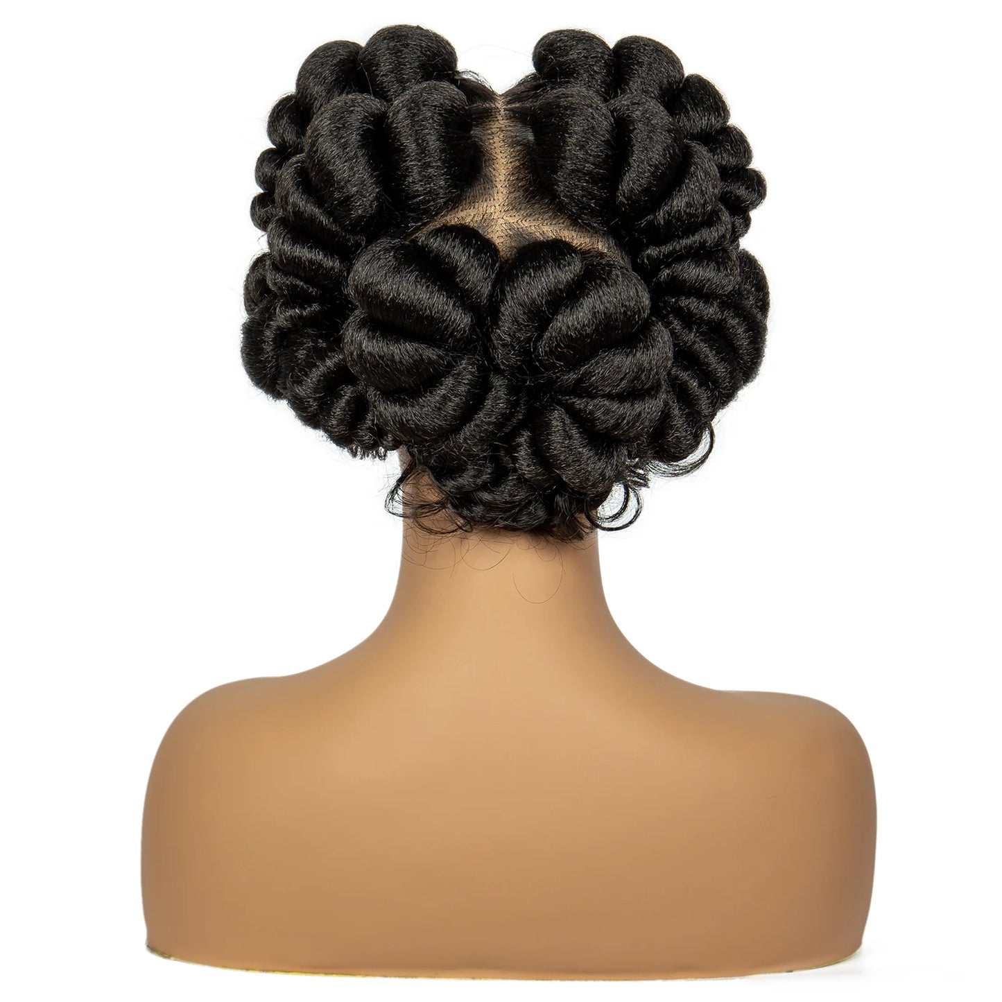 Natural Color 6Inch Transparent Full Lace Braided Wigs Short Cute Handmade Bantu Synthetic Braided Lace Wigs Knotless Braids Wig