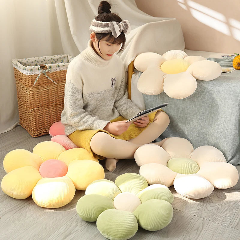 Stuffed Six Petal Flower Cushion Plush Pillow Toy Soft Cartoon Plant Stuffed Doll Chair Cushion Sofa Kids Lovers Birthday Gifts