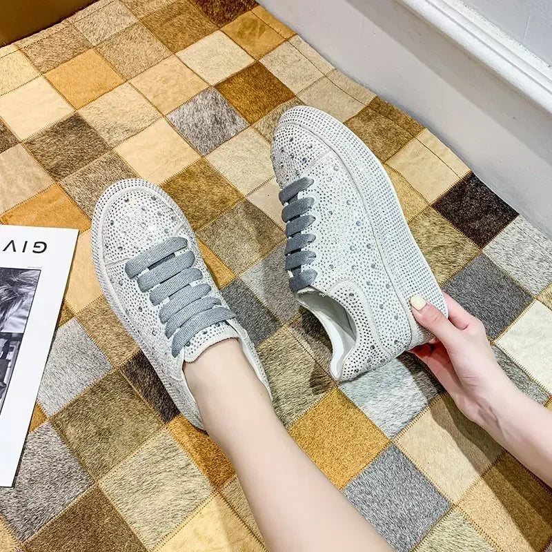Brand Women's Sneakers Luxury Rhinestones Women Causal Shoes Designer Platform Sport Shoes Fashion Comfort Women Shoes Plus Size