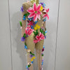 2025Sparkly Rhinestones 3D Flower Nude Mesh Transparent Jumpsut Women Evening Party Birthday Nightclub Performance Stage Costume