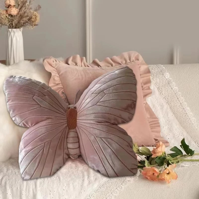 3D Butterfly Pillows Doll Pink Decorative Soft Pillow Exquisite Cute Doll Toy for Girls Sleeping Sofas Bedhead Pillow