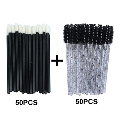 HIJOYSEEN 100 Pcs Makeup Brushes For Lip Eyebows Eyelash Shining Mascara Wands Applicators False Lashes Beauty Tools