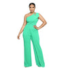 Summer New Vintage Chic Women's Fashion Sexy Sleeveless Single Shoulder Sling High Waist Commuter High Waist Straight Jumpsuit