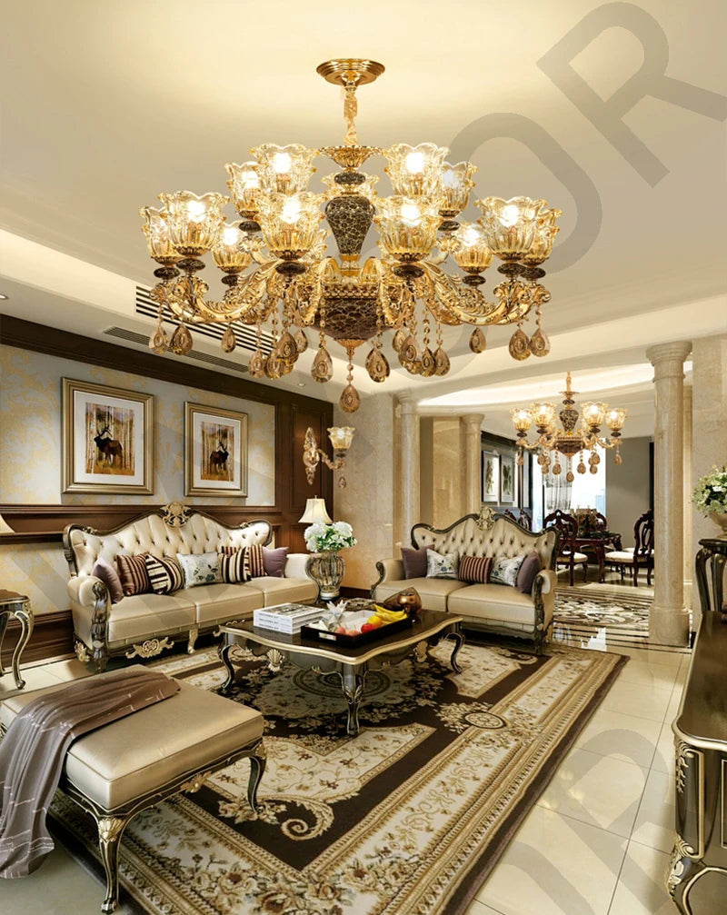 Chandelier Living Room Grand Luxury Crystal Lamp Dining Room Bedroom Decoration French Retro Chandelier Lighting Fixtures