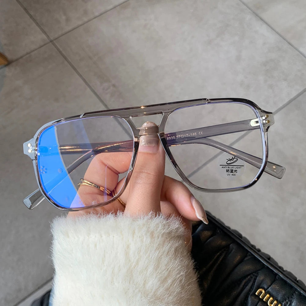 Retro Fashion Anti-blue Light Glasses Men Women Transparent Computer Glasses Frame Eyeglass Frame Flat Glasses Square Eyeglasse