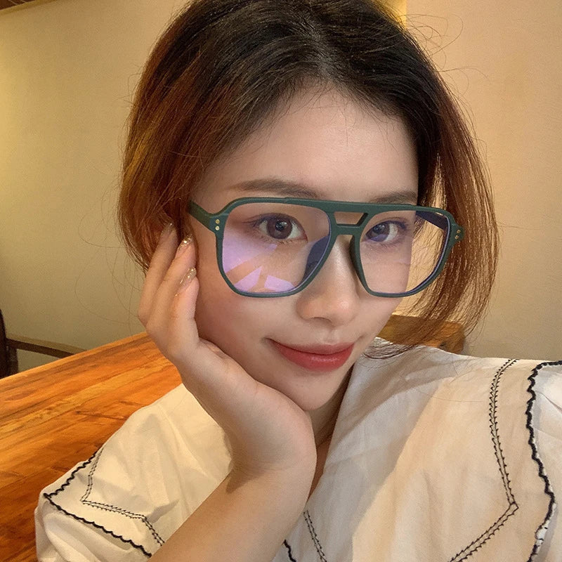 Retro Fashion Anti-blue Light Glasses Men Women Transparent Computer Glasses Frame Eyeglass Frame Flat Glasses Square Eyeglasse