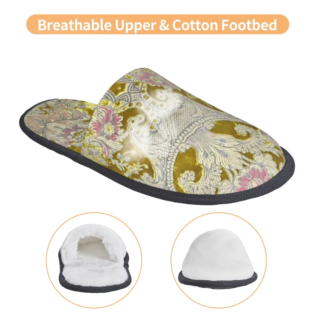 Custom Queen Of Absolutely Everything Gold Baroque Soft Memory Foam House Slippers Women Comfy Warm Anti-skid Sole Slipper