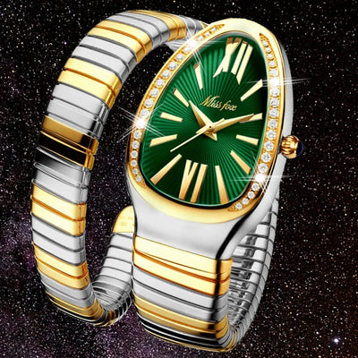 Classic Snake Shape Watch For Women Gold Silver Scaleable Bracelet Womens Watches Bling Diamonds Quartz Ladies Wristwatch