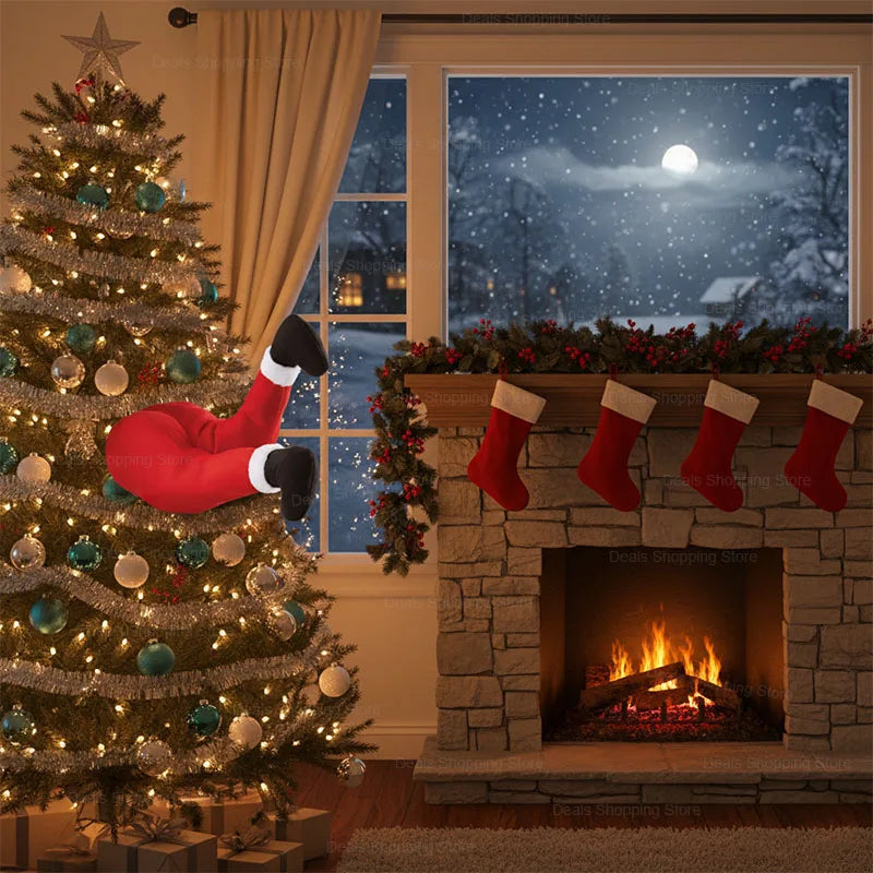 Santa Claus Legs Hanging, Christmas Tree Plush Decor, Santa Claus Elf Leg Christmas Decorations for Xmas Hanging Ornaments