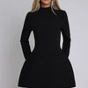 Mozision Long Sleeve Backless Sexy Mini Dress For Women Autumn Winter New O Neck High Waist A-line Club Party Sexy Dress Elegant