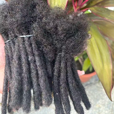 100% Human Hair Loc Extensions Full Handmade Dreadlock Extensions Wholesale 0.6cm Width Natural Black Extension For Women Men