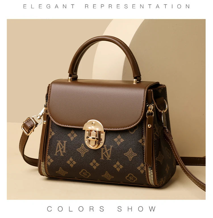 Bags for Women, Printed Fashionable Hand-Held Locks, Commuting Small Square Bag, Fashionable and Versatile Shoulder Crossbody Ba