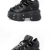 New Punk Style Women Shoes Lace-up Heel Height 6CM Platform Shoes Woman Gothic Ankle Rock Boots Metal Decor Woman Sneakers