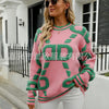 Knitted Sweaters Women 2023 Spring/Autumn Round neck Letter  Embroidery Pullovers Top Temperament casual warm Tee contrast color