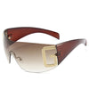 2024 New Oversized Rimless Sunglasses Women Fashion One-Piece Shield Sun Glasses For Female Streetwear Y2k Sunglass Ladies UV400