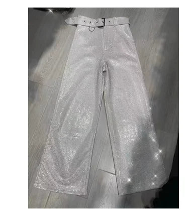 Blingbling Water Drill Suits Jacket 2023 New Spring Loose Long Sleeve Cardigans Mid-long Tailored Collar Women Blazers Coat