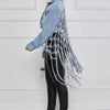Women Denim Jacket Back Grid Fringe Design Denim Jacket Ladies Spring and Fall Fashion Short Personalized Jacket Coat 2024 New