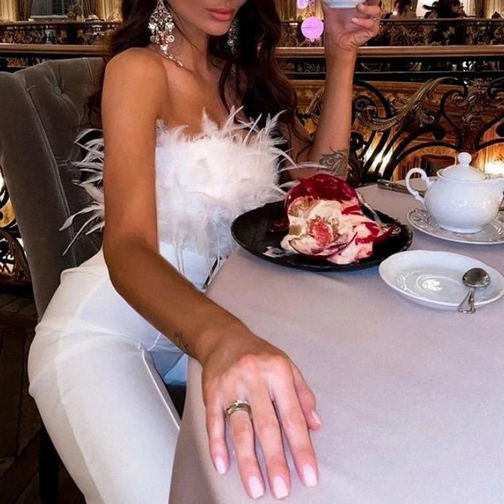 Elegant Solid High Jumpsuit For Woman Casual Long Pants 2023 Summer Sexy Club Bodysuits Evening Party Female Clothing Vintage
