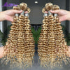 Maxine Highlight Blonde 613 Deep Wave Human Hair Bundles P27/613 Blonde Curly Weave Bundles Deep Wave Colored Bundles Human Hair