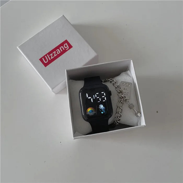 Technological LED Astro Watch for Women and Men Students Ins High Beauty Watches with Simple Fashion and Waterproof Electronics