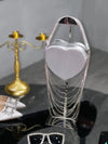 Bling Tassel Heart-shape Satin Bag Glitter Rhinestone Diamond Evening Bag Women Handbag Wedding Party Clutch Purse Crossbody Bag