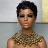 Curly Pixie Cut Wigs Short Human Hair Wig for Black Women Natural Black Wave Bob Glueless Wig Remy Hair Full Machine Made Wig