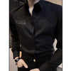 Spring Autumn Men's Korean Fashion Business Casual Rhinestone Button Up Shirt Male England Black Long Sleeve Slim Handsome Tops