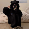 Brown Furry Pajama Sets Fluffy Teddy Bear Hooded Zipper Sleepwear Women Plush Warm Thick Christmas Homewear Y2K Kawaii Nightwear