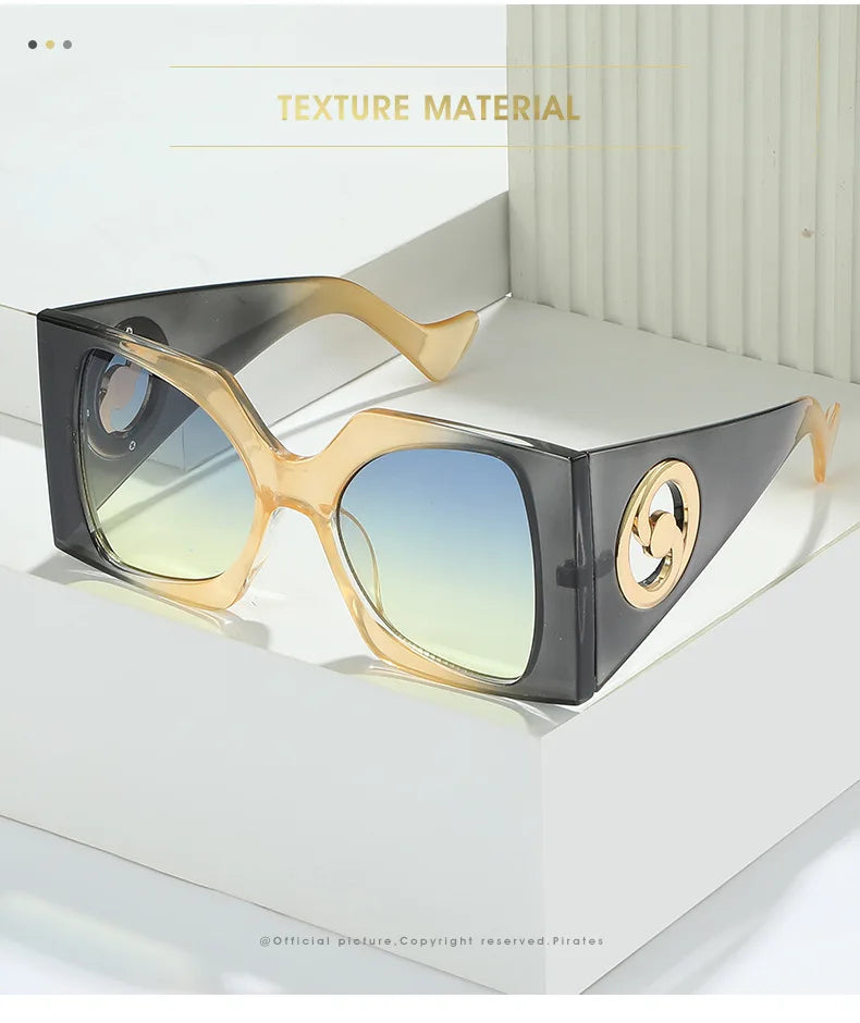 Colorful Square Sunglasses Women Men Two Color Frame Travel Sun Glasses Female Shades UV400 Male Gafas Oculos Brand Luxury