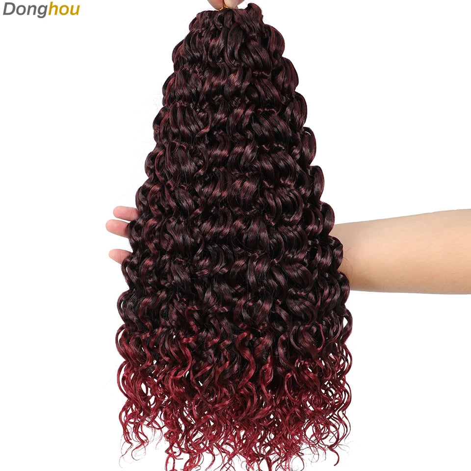 Beach Curl Crochet Hair Gogo Curl Crochet Hair 18 Inch Ombre Brown Blonde Bug Ginger T30 Synthetic Deep Wave Twist Crochet Braid