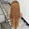 Swupod 200 Density Full 13x4 13x6 HD Lace Front Wig for Women Remy Human Hair Deep 4x4 Frontal Wig 27#Light Brown Color Glueless
