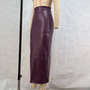 Trendix Women Elegant Burgundy Skirt High Waist Slim Fashion Slit Long Skirts Female Party Slim Club Sexy Vintage PU Skirts 2024