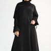 2025 Premium Nida Ruffle Sleeves Women Muslim Dress with Front Zipper Ramadan Abaya Islam Clothing Maxi Dress Female Modest Robe