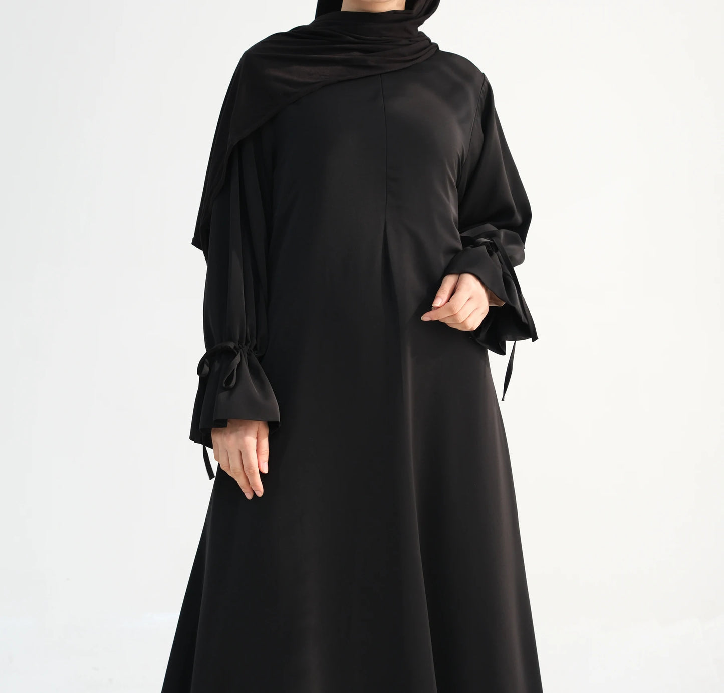 2025 Premium Nida Ruffle Sleeves Women Muslim Dress with Front Zipper Ramadan Abaya Islam Clothing Maxi Dress Female Modest Robe