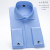 Men's French cufflink shirt with long sleeves slim fit concealed buttons solid color high end wedding dress formal men's