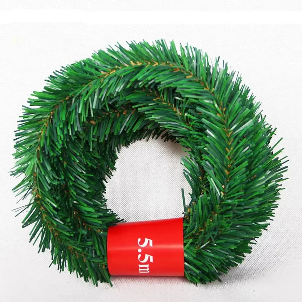 5.5m Rattan  Artificial Pine Fir Wreath  Christmas Tree Decoration Garland  Rative Green Christmas Xmas Decor Fake Plants